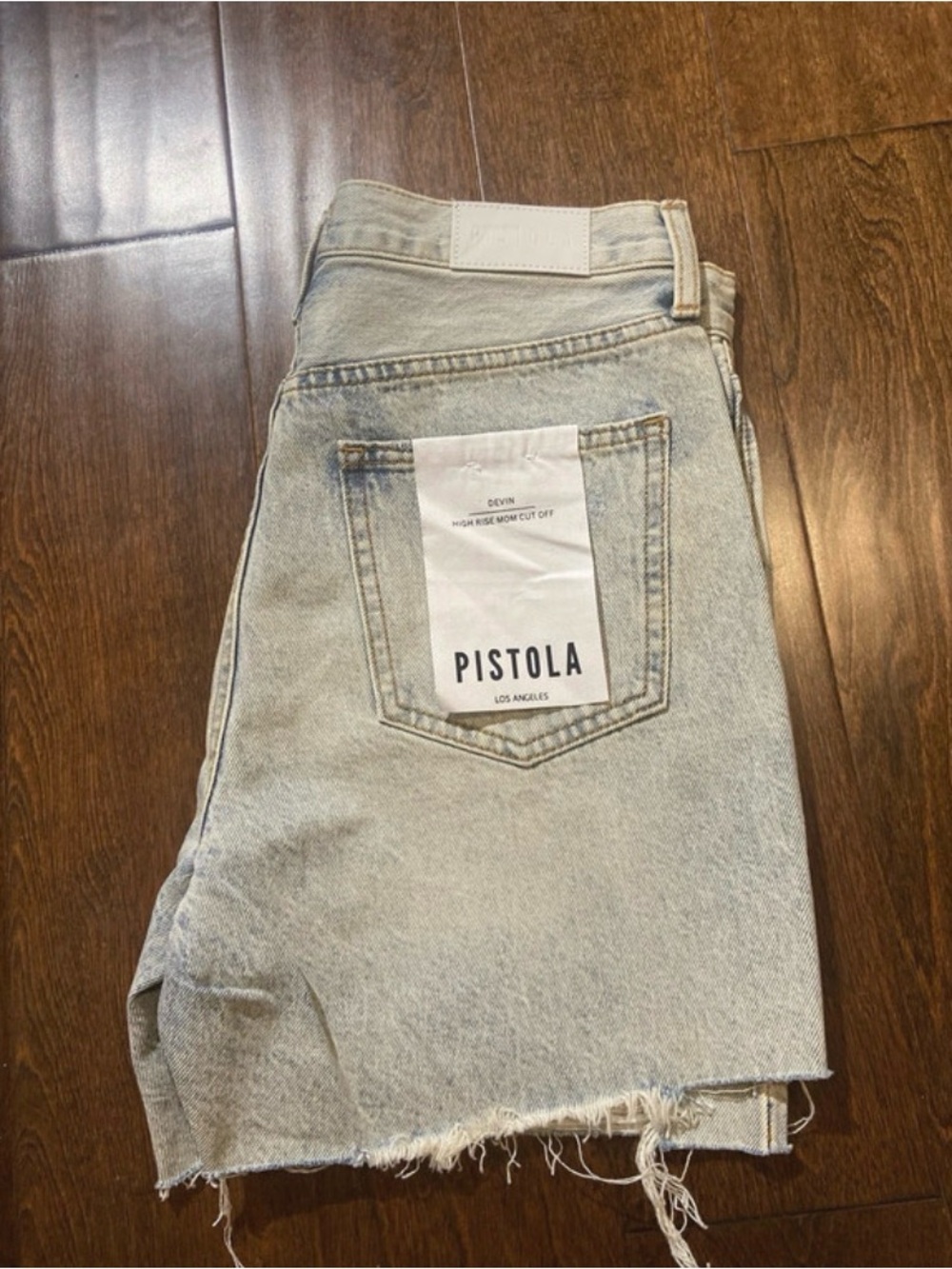 Pistola Devin denim cut off shorts high rise mom Sz 27 new
